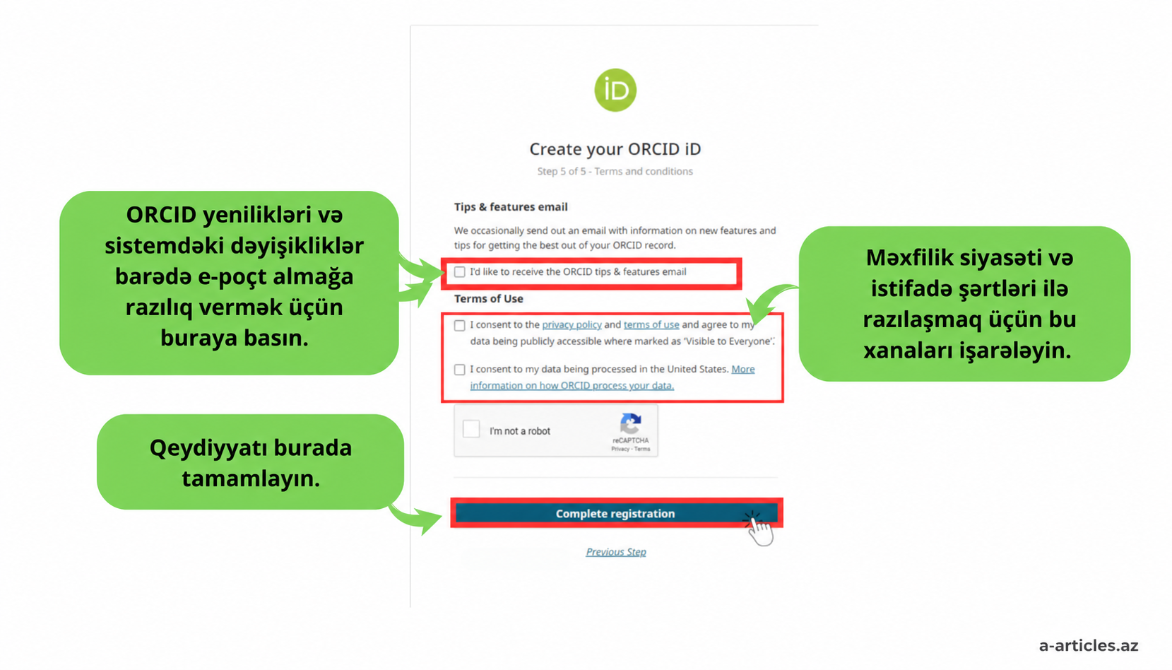 ORCID şərtlərinin təsdiqi