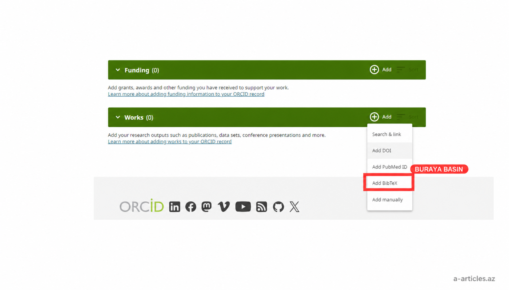 BibTeX faylının ORCID-ə əlavə edilməsi
